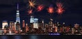 Firework over Manhattan in New York city at night Royalty Free Stock Photo