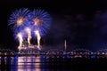 Firework over river Royalty Free Stock Photo