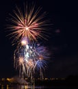 Fireworks over Enisey river Royalty Free Stock Photo