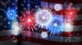 Firework Over USA Flag Background National Holiday Celebration United States Of America Royalty Free Stock Photo