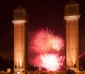 Firework at Plaza de Espana in night Royalty Free Stock Photo