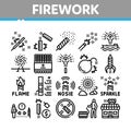 Firework Pyrotechnic Collection Icons Set Vector