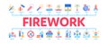 Firework Pyrotechnic Minimal Infographic Banner Vector