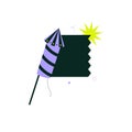 Firework rocket with explosion symbolizing celebration and festivities, flat vector illustration isolated on white Royalty Free Stock Photo