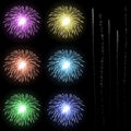 Firework Rocket Explosion Template with Rocket Tail - Set Royalty Free Stock Photo