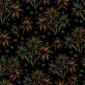 Firework seamless vector pattern isolated.