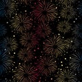 Firework seamless vector pattern isolated. Bright Fireworks grad