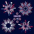 Firework set for national USA holidays such as Independence, Memorial, Labor, Veterans day and other traditional celebrations. Red