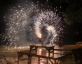 Firework show on beach island Thailand dinner time