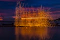 Firework showers of hot glowing sparks from spinning steel wool