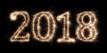 2018 firework sparkler bright glowing new years eve number Royalty Free Stock Photo