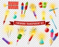 Firework Sparlers Firecrackers Transparent Background Set Royalty Free Stock Photo