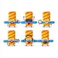 Firework spinner cartoon character are playing games with various cute emoticons