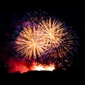 Firework streaks in night sky, celebration Royalty Free Stock Photo