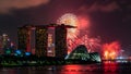 Firework on National day, Singapore, a mordern city Royalty Free Stock Photo