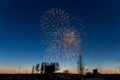 Fireworks against a dark blue sky without clouds Royalty Free Stock Photo