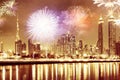 fireworks around Burj Khalifa - exotic New Year destination, Dubai, UAE Royalty Free Stock Photo