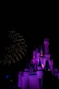 Fireworks around the famous castle. Disneyworld Florida, FL US USA