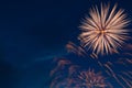 Fireworks on the background of the cloudy night sky. 4th of July - American Independence Day USA Royalty Free Stock Photo