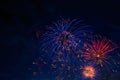 Fireworks on the background of the cloudy night sky. 4th of July - American Independence Day USA Royalty Free Stock Photo