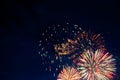 Fireworks on the background of the cloudy night sky. 4th of July - American Independence Day USA Royalty Free Stock Photo