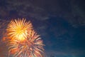 Fireworks on the background of the dark night sky. 4th July - American Independence Day Royalty Free Stock Photo