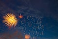 Fireworks on the background of the dark night sky. 4th July - American Independence Day Royalty Free Stock Photo