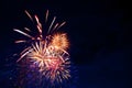 Fireworks on the background of the dark night sky. 4th July - American Independence Day Royalty Free Stock Photo