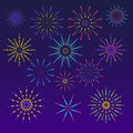 Fireworks background in flat style. Celebration design for holidays. Winner banner, festival decorations. Vector illustration