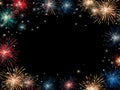 Fireworks on black background with copy space Royalty Free Stock Photo