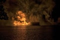 Fireworks barge explosion Royalty Free Stock Photo