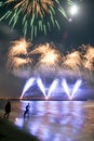 Fireworks beach of Forte dei Marmi Italy Royalty Free Stock Photo