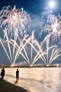 Fireworks beach of Forte dei Marmi Italy Royalty Free Stock Photo