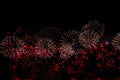 Fireworks on black background for celebration design. Abstract red firework display background. Royalty Free Stock Photo