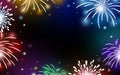 Fireworks on black background with copy space vector illustration Royalty Free Stock Photo