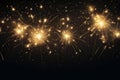 fireworks on black background, frame or border from golden sparks and firecrackers isolated Royalty Free Stock Photo