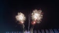 fireworks on a black background Frame or border from golden sparks and firecrackers isolated on new year Royalty Free Stock Photo