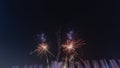 fireworks on a black background Frame or border from golden sparks and firecrackers isolated on new year Royalty Free Stock Photo