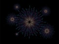 Fireworks on black background used in Happy New Year 2024 with Fireworks on dark Abstract background, for Calendar, poster design Royalty Free Stock Photo