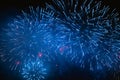 Fireworks. Blue colored fireworks in new year celebration or 4th july Royalty Free Stock Photo