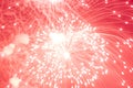 Fireworks. Bright, red flashes of fireworks in the dark sky Royalty Free Stock Photo