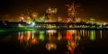 Fireworks at Brouwhuis Helmond with a reflection Royalty Free Stock Photo