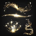 Fireworks burning particles realistic vector set Royalty Free Stock Photo