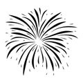 Fireworks burst black symbol. Silhouette icon of sparkle fall after petard explosion. Great for happy new year or independence day Royalty Free Stock Photo