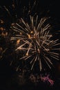 fireworks burst in the night sky for the celebration of a major event