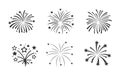 Fireworks Burst Silhouette Set, Fireworks Silhouette, Firework Starburst Silhouette, Firework Clipart, Fireworks vectors Royalty Free Stock Photo