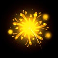 Fireworks bursting in yellow color on black background