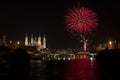 Fireworks in cathedral of our lady of the pilar 13 october 2019 Royalty Free Stock Photo
