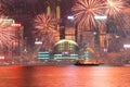 Fireworks celebrating the chinese new year in Hong Kong