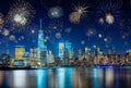 Fireworks celebrating New Years Eve in New York City, NY, USA Royalty Free Stock Photo
